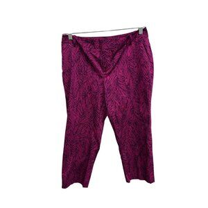 Coldwater Creek Womens Magenta Leaf Print Capri Pants Size P10 Vibrant Relaxed